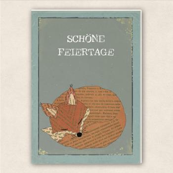 fette Karte - Fuchs wünscht schöne Feiertage